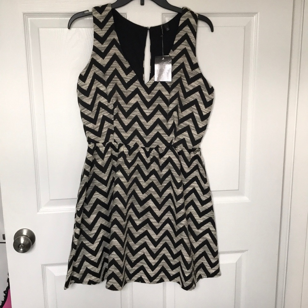Black and Cream Chevron Dress